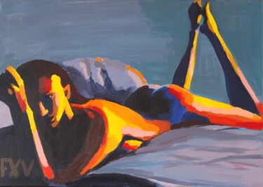 Painting titled "Hot" by Francois Xavier Vaudeleau, Original Artwork, Acrylic Mounted on Wood Stretcher frame