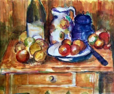 Peinture intitulée "Le Buffet" par Françoise Augustine, Œuvre d'art originale, Aquarelle