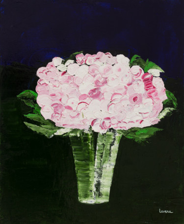 Painting titled "Bouquet roses pompo…" by Francoise Lavenu, Original Artwork, Oil