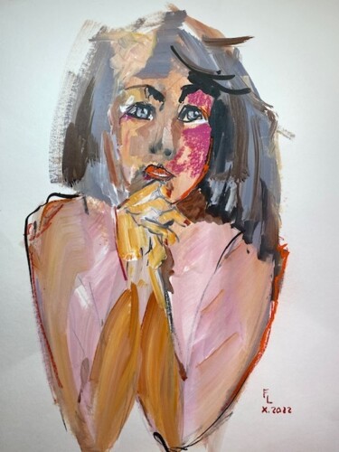 Painting titled "FEMME SAGE" by Francoise Leblanc, Original Artwork, Acrylic