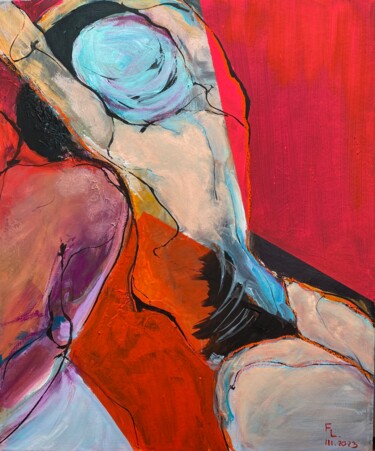 Painting titled "PASSION" by Francoise Leblanc, Original Artwork, Acrylic Mounted on Wood Stretcher frame