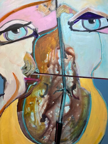 Painting titled "T68 REGARD DE VIOLO…" by Francoise Leblanc, Original Artwork, Acrylic Mounted on Wood Stretcher frame