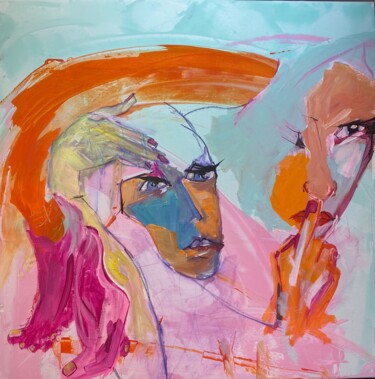 Painting titled "SOLDAT PROFIL DANS…" by Francoise Leblanc, Original Artwork, Acrylic Mounted on Wood Stretcher frame