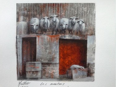 Peinture intitulée "Les moutons" par Françoise Maillet, Œuvre d'art originale, Pastel