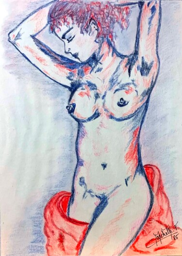 Painting titled "Sortie de bain oran…" by Françoise Marchetti, Original Artwork, Pastel