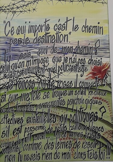 Pittura intitolato "Le chemin." da Françoise Niel Aubin, Opera d'arte originale, Acquarello