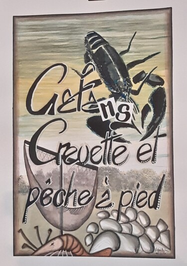 Peinture intitulée "Gafams crevette et…" par Françoise Niel Aubin, Œuvre d'art originale, Aquarelle