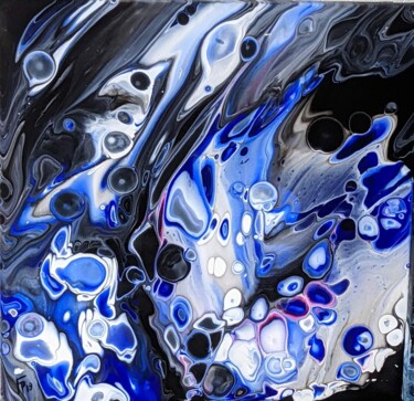 Peinture intitulée "Magma bleu" par Françoise Petitjean, Œuvre d'art originale, Acrylique Monté sur Châssis en bois