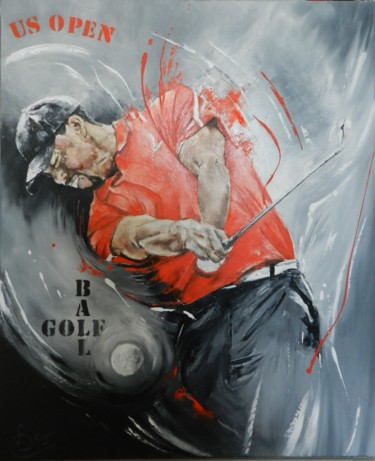 Pittura intitolato "Golf - Le swing de…" da Francoise Souriau, Opera d'arte originale, Olio Montato su Telaio per barella in…