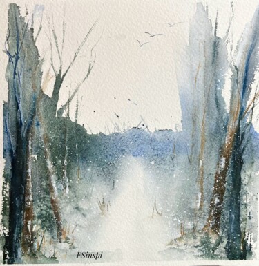 Painting titled "Chemin glacé" by Françoise Spineux, Original Artwork, Watercolor