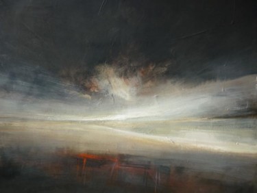 Painting titled "Ciel noir/ Ecosse" by Françoise Bellière, Original Artwork, Oil