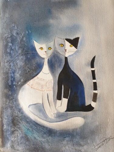 Peinture intitulée "des histoires de ch…" par Françoise Pillou, Œuvre d'art originale, Aquarelle