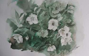 Malerei mit dem Titel "roses de noël" von Françoise Pillou, Original-Kunstwerk, Aquarell