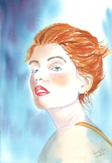 Painting titled "Beauté rousse 2" by Françoise Renou, Original Artwork, Watercolor