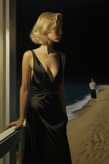 Arte digital titulada "Abend am Hopper Bea…" por Frank Daske, Obra de arte original, Pintura Digital