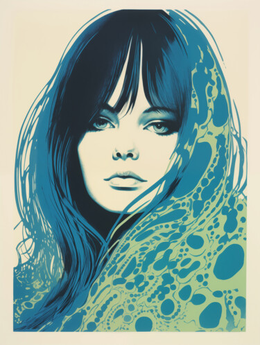 Digital Arts titled "Portrait Retro Schö…" by Frank Daske, Original Artwork, Screenprinting