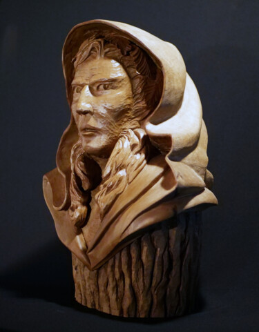 Sculpture titled "Perplexité" by Frank Dreyer, Original Artwork, Wood