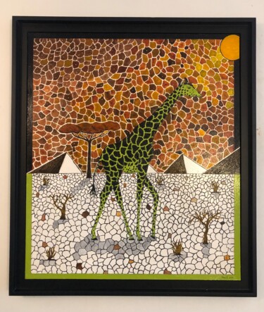 「Girafe Mosaïque ( N…」というタイトルの絵画 Frank Guillardによって, オリジナルのアートワーク, オイル