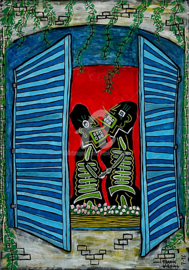 Schilderij getiteld "FRENCH WINDOW LOVERS" door Frank Willems, Origineel Kunstwerk, Acryl