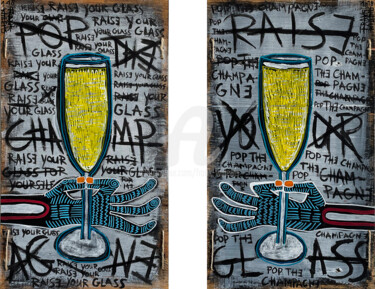 Schilderij getiteld "POP THE CHAMPAGNE /…" door Frank Willems, Origineel Kunstwerk, Acryl