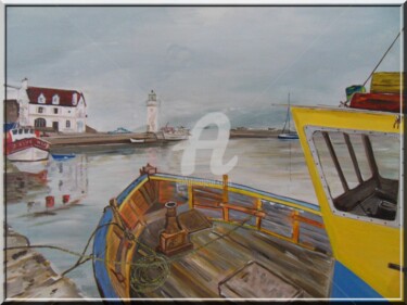 Peinture intitulée "Port Sauzon" par Fransua, Œuvre d'art originale, Acrylique