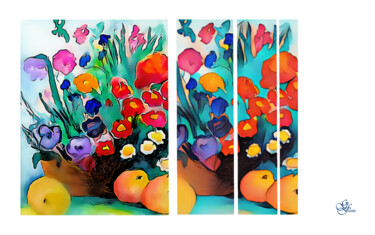 Arts numériques intitulée "Blumen" par Franz Grausenburger, Œuvre d'art originale, Peinture numérique