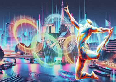 Digitale Kunst getiteld "Olympia Paris 2024" door Franz Grausenburger, Origineel Kunstwerk, Digitaal Schilderwerk