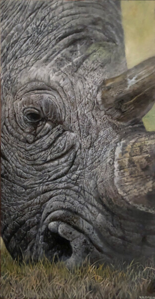 Painting titled "Grace, White Rhinoc…" by Franzart, Original Artwork, Oil