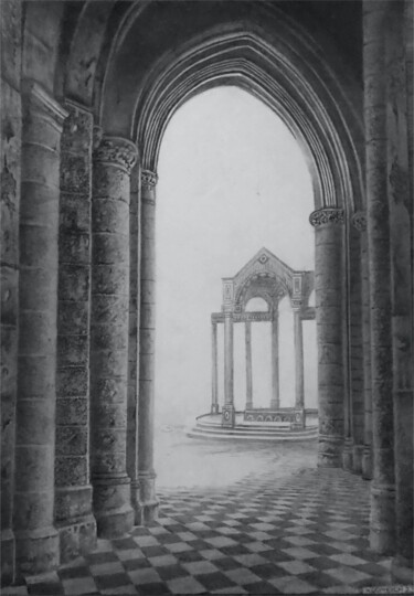 Dibujo titulada "Old Catherdral (fan…" por Franzart, Obra de arte original, Grafito