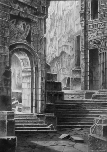 Dessin intitulée "Roman Ruins, fantas…" par Franzart, Œuvre d'art originale, Crayon