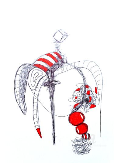Drawing titled "Schwarz-Rot Nr. 6" by Franziska Kolbe, Original Artwork, Ballpoint pen