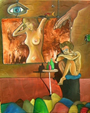 Pittura intitolato "Fantasme" da Fred Besnardiere, Opera d'arte originale, Olio