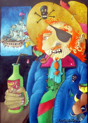 绘画 标题为“Pirate des invalides” 由Fred Besnardiere, 原创艺术品, 油