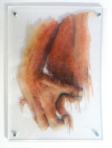 Painting titled "Main ocre rouge" by Fred Bonna, Original Artwork, Oil Mounted on Plexiglass