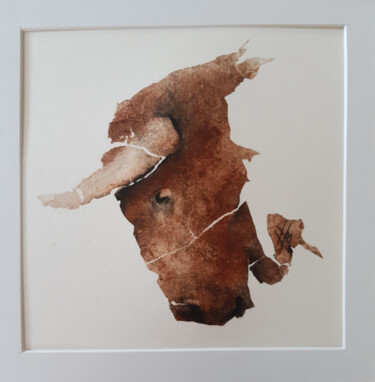 Pintura intitulada "Tête de taureau" por Fred Bonna, Obras de arte originais, Óleo Montado em Plexiglass