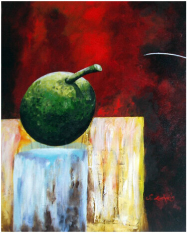 Painting titled "Le fruit à pain" by Fred Eucharis, Original Artwork, Acrylic Mounted on Wood Stretcher frame
