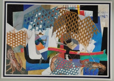 "Pêcheurs de langous…" başlıklı Tablo Fred Eucharis tarafından, Orijinal sanat, Akrilik Ahşap Sedye çerçevesi üzerine monte…