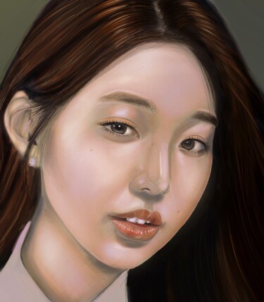 Digitale Kunst getiteld "Portrait Jang Won-y…" door Fred Hubinon, Origineel Kunstwerk, Digitaal Schilderwerk