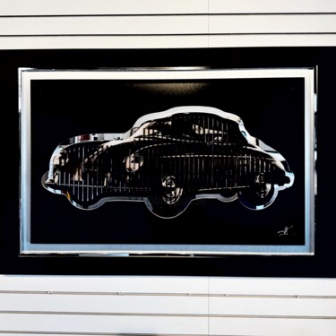 Sculptuur getiteld "Porsche – Kinetic –…" door Fred Meurice, Origineel Kunstwerk, Hars Gemonteerd op Houten paneel