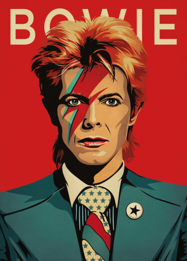 Arte digitale intitolato "Bowie" da Fred Pabion, Opera d'arte originale, Lavoro digitale 2D