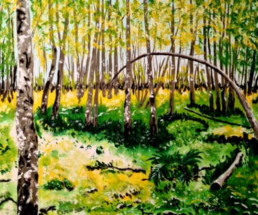 제목이 "Clairière printaniè…"인 미술작품 Fred Steiner로, 원작, 기름 나무 들것 프레임에 장착됨
