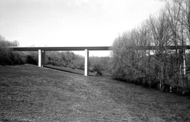 Fotografía titulada "Le pont et la haie" por Frédéric Duchesnay, Obra de arte original, Fotografía analógica