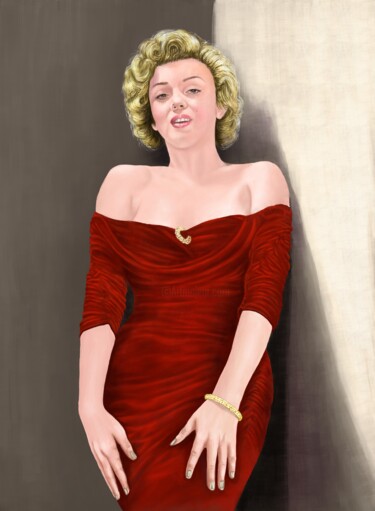 Grafika cyfrowa / sztuka generowana cyfrowo zatytułowany „marilyn monroe” autorstwa Freddy Cerna, Oryginalna praca, Olej