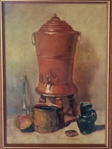 Painting titled "d'après Chardin- La…" by Fred Haute, Original Artwork, Oil