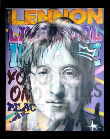 Картина под названием "John Lennon" - Frédéric Andrès, Подлинное произведение искусства, Акрил
