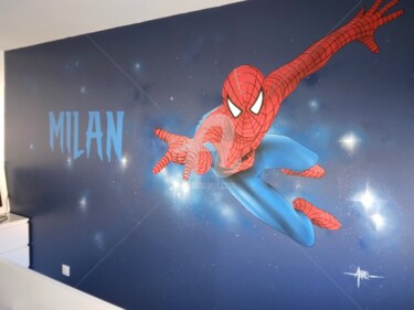 Malerei mit dem Titel "Spiderman." von Frédéric Andrès, Original-Kunstwerk, Sprühfarbe