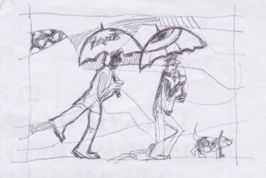 Drawing titled "dans le bus,lundi 3…" by Frédéric Avez, Original Artwork, Ballpoint pen