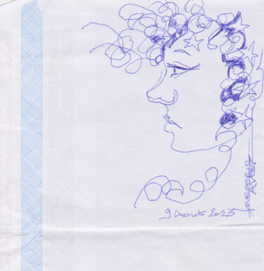 Drawing titled "9 aout 2023" by Frédéric Avez, Original Artwork, Ballpoint pen