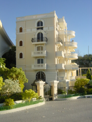 Sculptuur getiteld "Maquette Villa Les…" door Frédéric Berrin, Origineel Kunstwerk, Architectuur