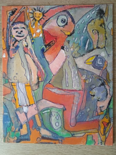 Schilderij getiteld "Le Lutin" door Fréderic Byloos, Origineel Kunstwerk, Acryl